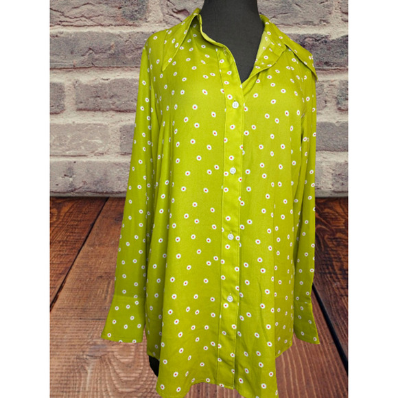 Levi’s 70s collar lime yellow flower button down shirt - Size Small NWOT - Picture 1 of 5